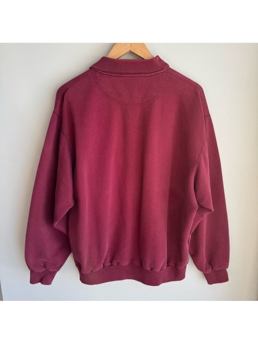 Vintage Cotton Pullover Sweatshirt Sz M Maroon Distressed Worn In Casual GUC - Picture 9 of 13